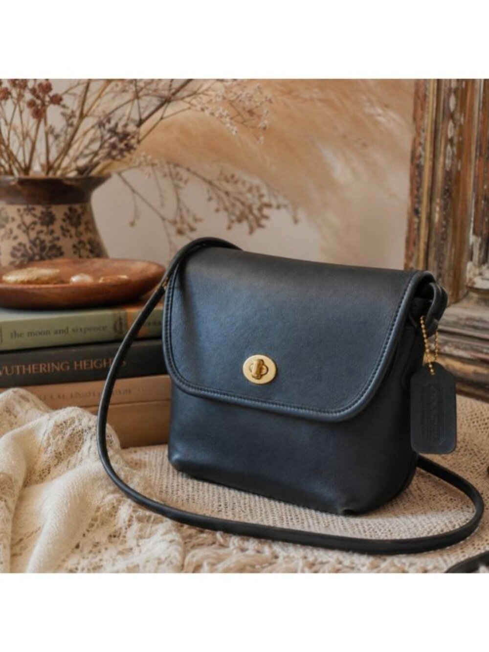 Vintage Coach Quincy Crossbody Bag Black Leather USA 9919 Authenticated - Picture 2 of 16